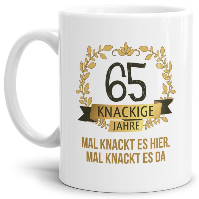 Geburtstagstasse mit Spruch - Knackige 65