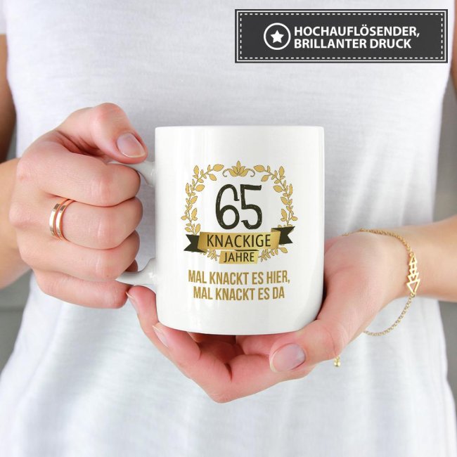 Geburtstagstasse mit Spruch - Knackige 65