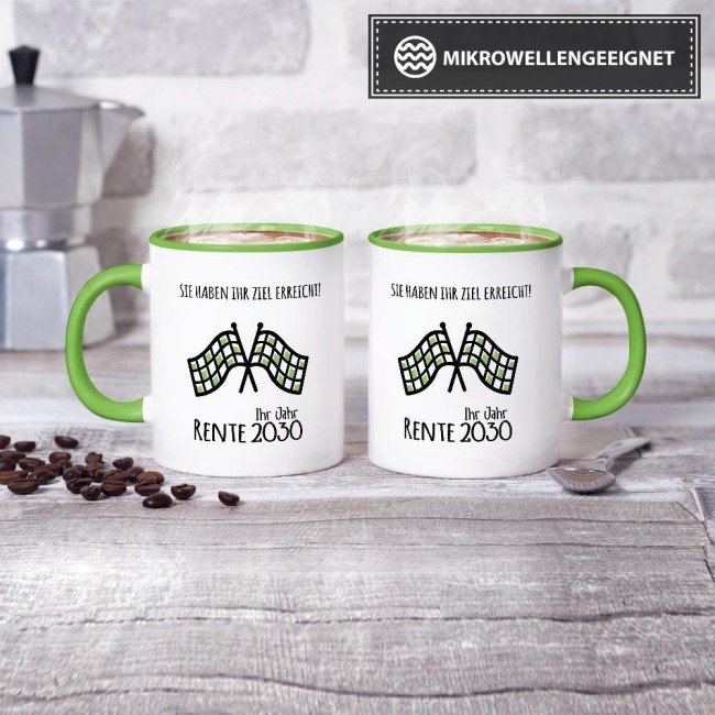 Tasse zum Ruhestand Ziel erreicht -Ihr Jahr- Hellgr&uuml;n