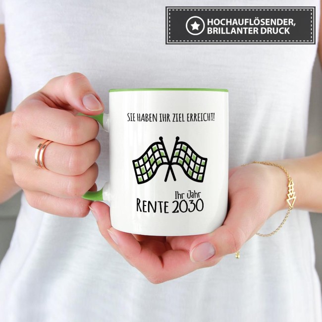 Tasse zum Ruhestand Ziel erreicht -Ihr Jahr- Hellgr&uuml;n