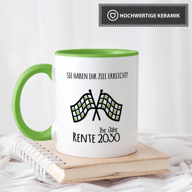 Tasse zum Ruhestand Ziel erreicht -Ihr Jahr- Hellgr&uuml;n