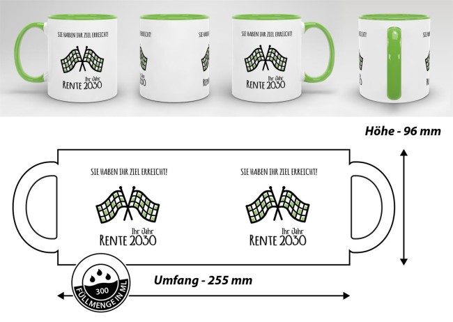 Tasse zum Ruhestand Ziel erreicht -Ihr Jahr- Hellgr&uuml;n