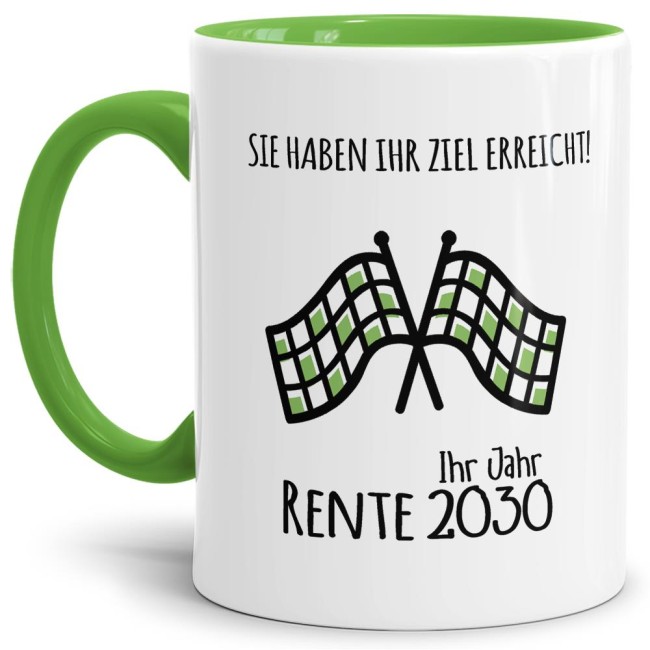 Tasse zum Ruhestand Ziel erreicht -Ihr Jahr- Hellgr&uuml;n