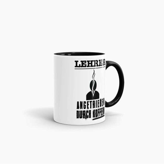 Tasse Lehrer - Angetrieben durch Koffein - Schwarz