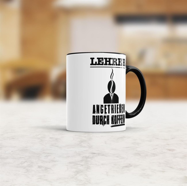 Tasse Lehrer - Angetrieben durch Koffein - Schwarz