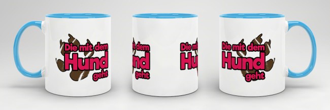 Tasse Die mit dem Hund geht Hellblau