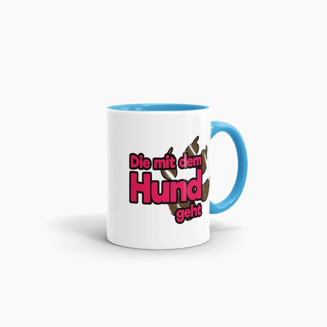 Tasse Die mit dem Hund geht Hellblau