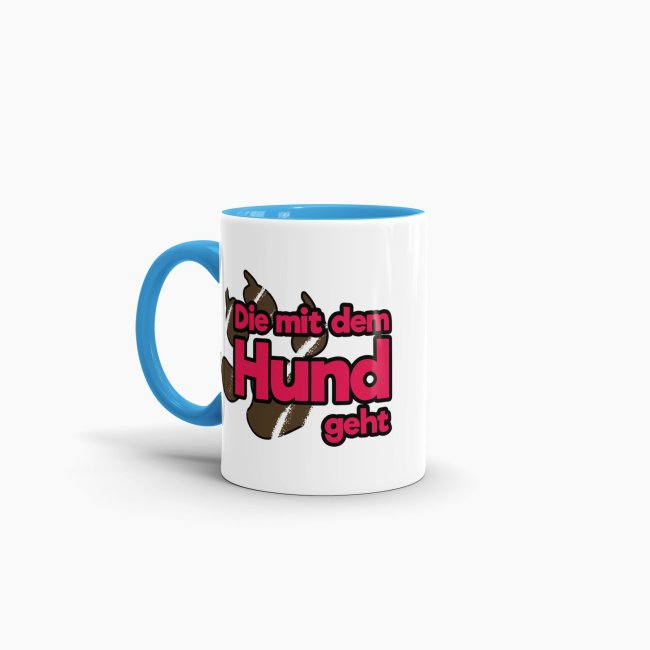 Tasse Die mit dem Hund geht Hellblau