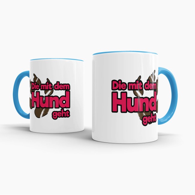 Tasse Die mit dem Hund geht Hellblau