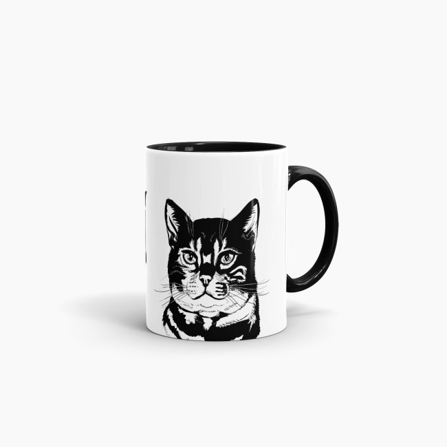 Tasse The Catfather Weiss-Schwarz Innen &amp; Henkel Schwarz