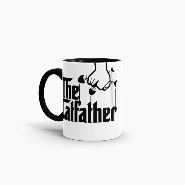 Tasse The Catfather Weiss-Schwarz Innen &amp; Henkel Schwarz