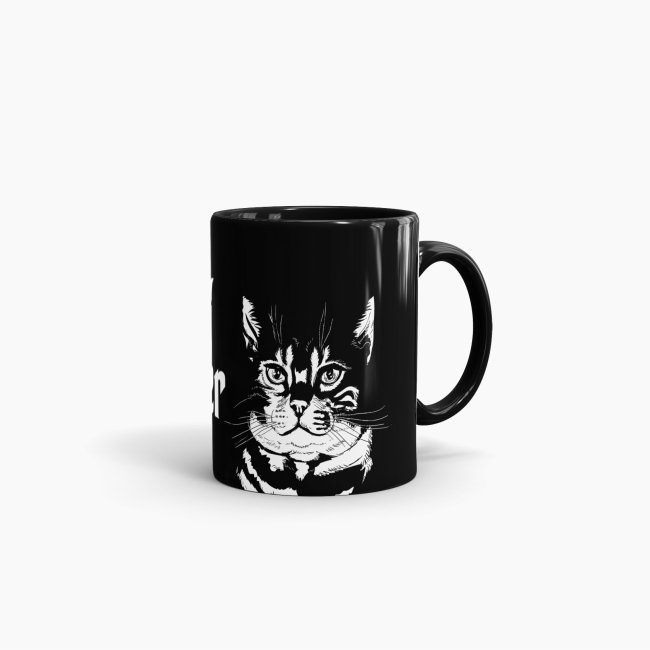 Tasse The Catmother Schwarz-Weiss Innen &amp; Henkel Schwarz