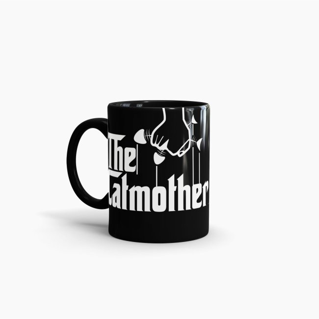 Tasse The Catmother Schwarz-Weiss Innen &amp; Henkel Schwarz
