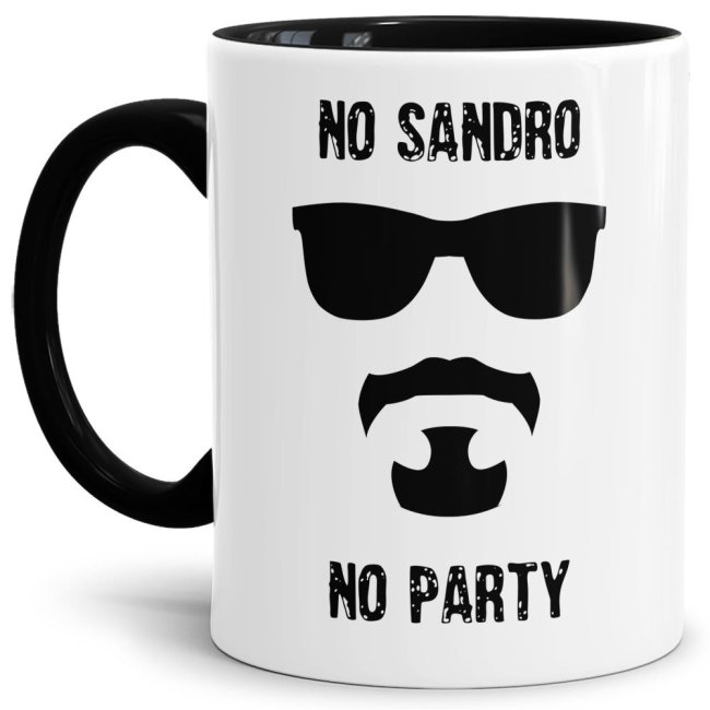 Tasse mit Spruch - No Sandro No Party - Schwarz