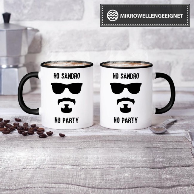 Tasse mit Spruch - No Sandro No Party - Schwarz