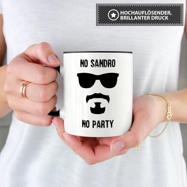 Tasse mit Spruch - No Sandro No Party - Schwarz