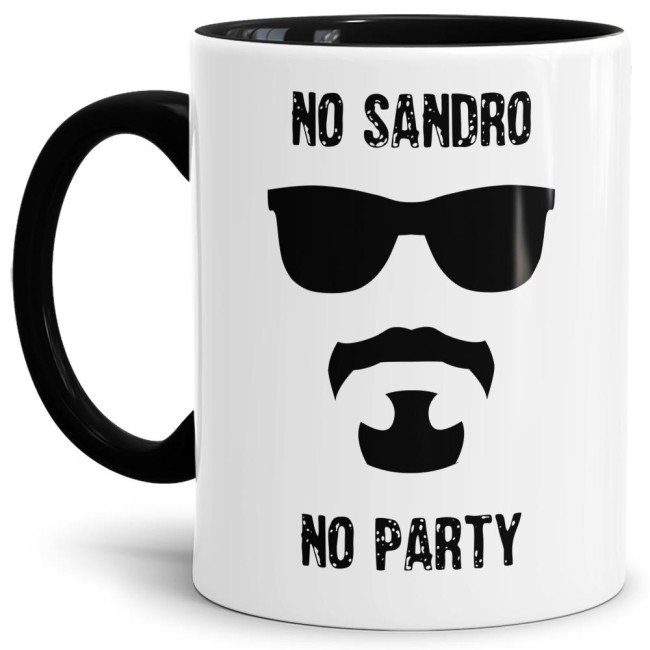 Tasse mit Spruch - No Sandro No Party - Schwarz