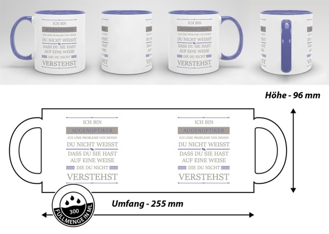 Berufe-Tasse - Ich bin Augenoptiker, ich l&ouml;se Probleme, die du nicht verstehst - Cambridge Blau