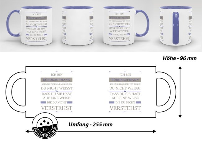 Berufe-Tasse - Ich bin B&uuml;rokaufmann, ich l&ouml;se Probleme, die du nicht verstehst - Cambridge Blau