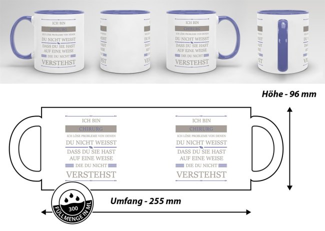 Berufe-Tasse - Ich bin Chirurg, ich l&ouml;se Probleme, die du nicht verstehst - Cambridge Blau