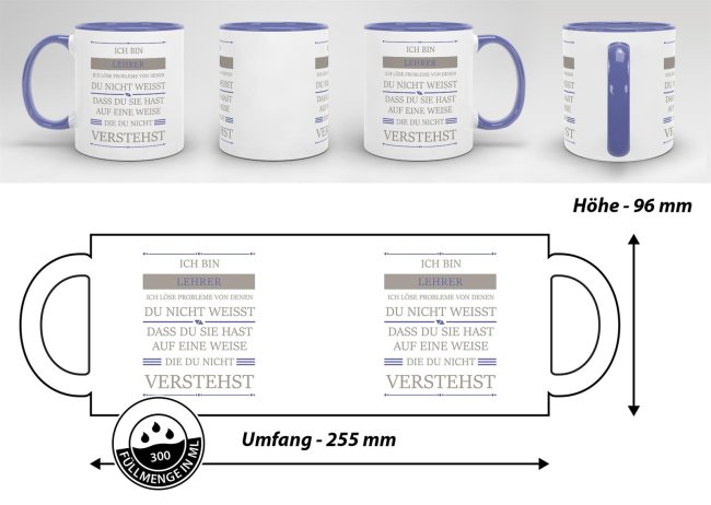 Berufe-Tasse - Ich bin Lehrer, ich l&ouml;se Probleme, die du nicht verstehst - Cambridge Blau