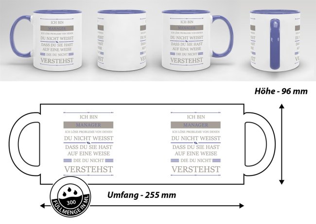 Berufe-Tasse - Ich bin Manager, ich l&ouml;se Probleme, die du nicht verstehst - Cambridge Blau