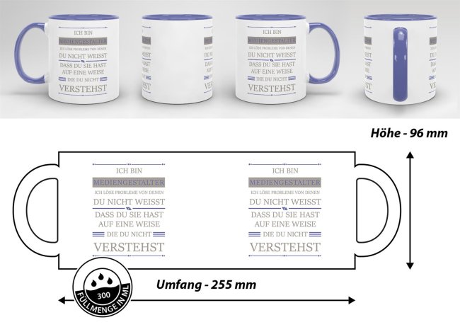 Berufe-Tasse - Ich bin Mediengestalter, ich l&ouml;se Probleme, die du nicht verstehst - Cambridge Blau