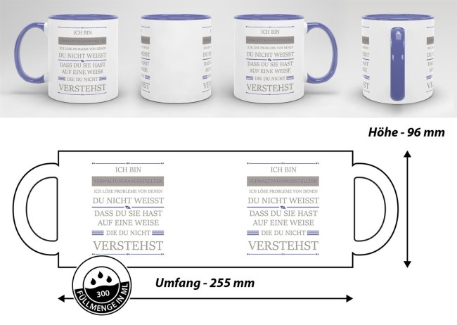 Berufe-Tasse - Ich bin Verwaltungsangestellter, ich l&ouml;se Probleme, die du nicht verstehst - Cambridge Blau