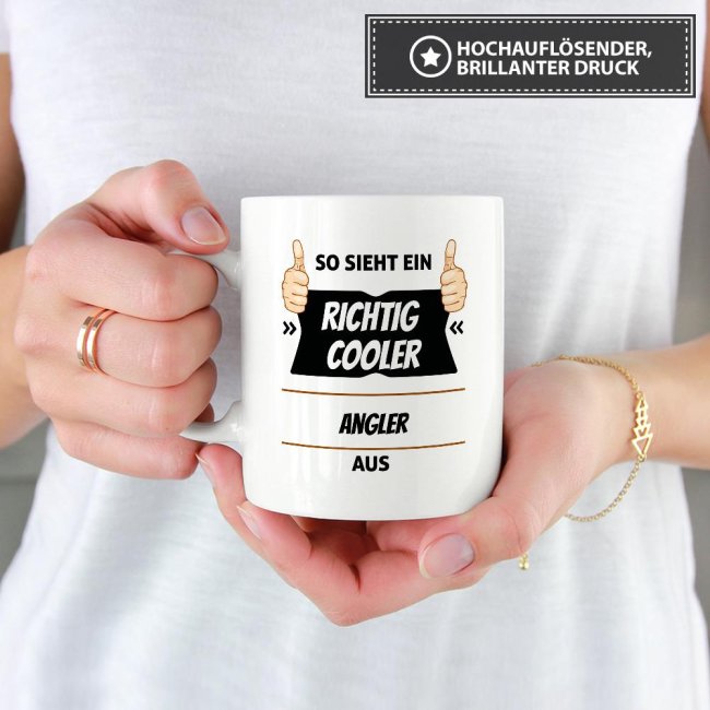 Berufe Tasse - So sieht ein richtig cooler Angler aus