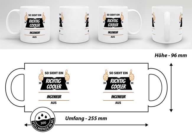 Berufe Tasse - So sieht ein richtig cooler Ingenieur aus