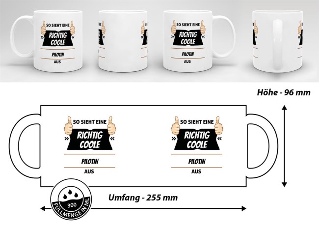 Berufe Tasse - So sieht eine richtig coole Pilotin aus