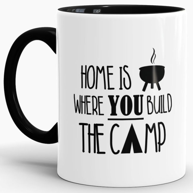 Tasse - Home is where you build the Camp - Schwarz
