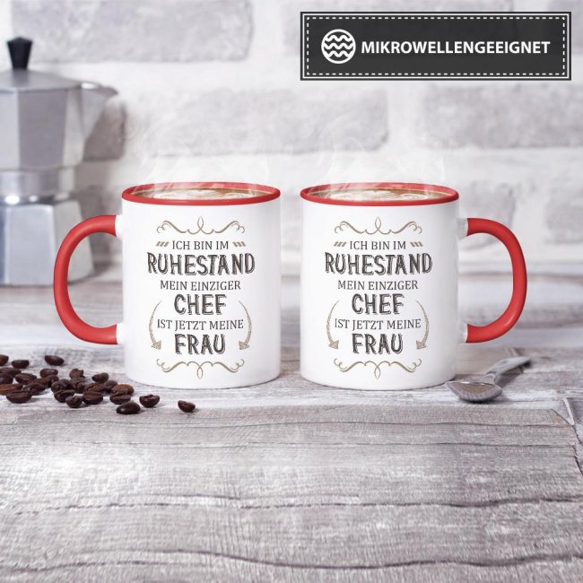 Tasse Rente - Mein einziger Chef ist jetzt meine Frau - Rot