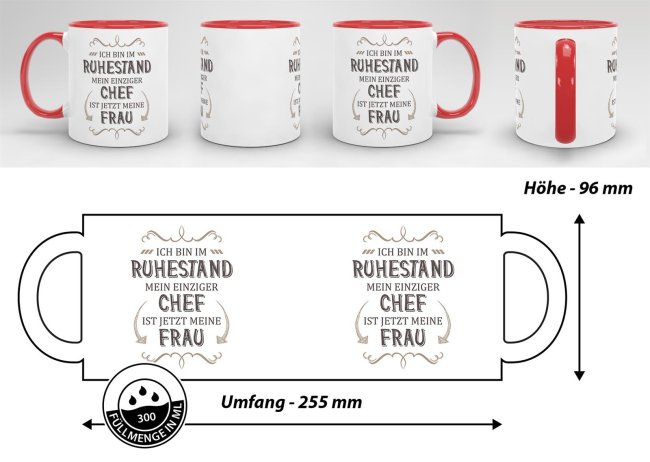 Tasse Rente - Mein einziger Chef ist jetzt meine Frau - Rot