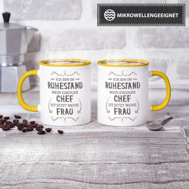 Tasse Rente - Mein einziger Chef ist jetzt meine Frau - Gelb