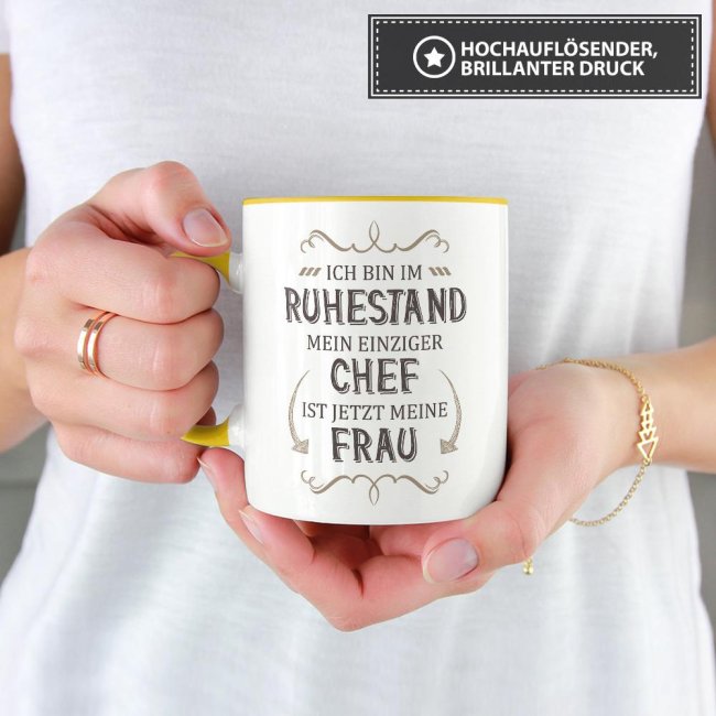 Tasse Rente - Mein einziger Chef ist jetzt meine Frau - Gelb