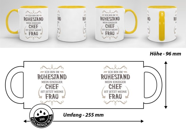 Tasse Rente - Mein einziger Chef ist jetzt meine Frau - Gelb