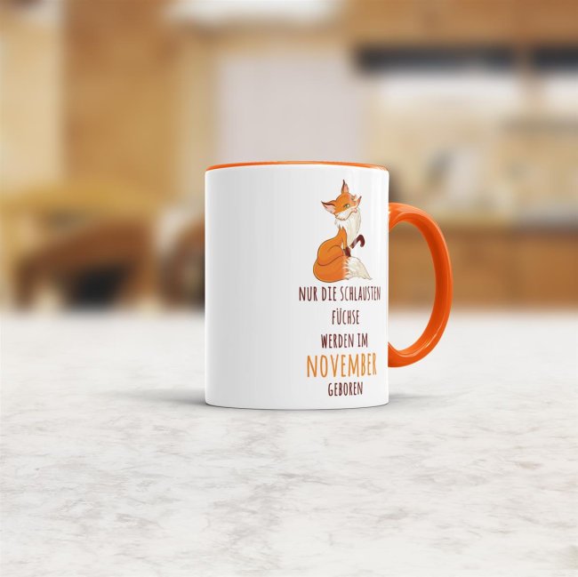 Tasse Die schlausten F&uuml;chse werden im November geboren - Orange