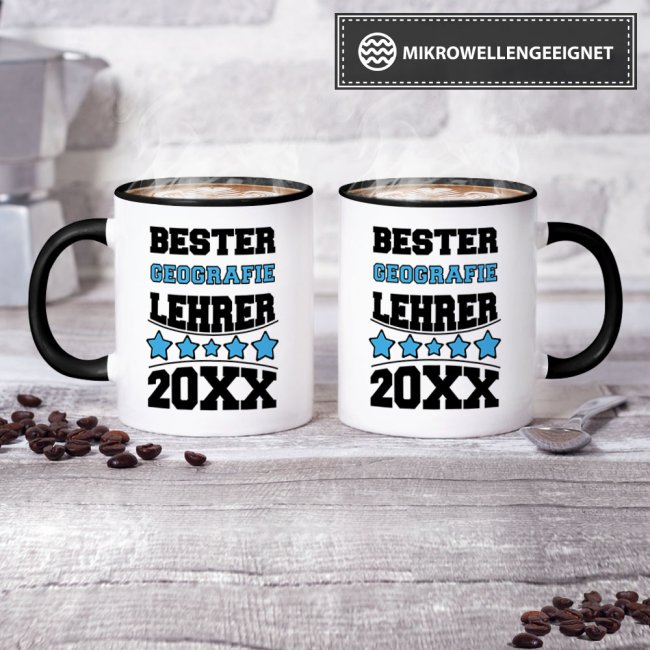 Tasse Bester Geografie-Lehrer Schwarz