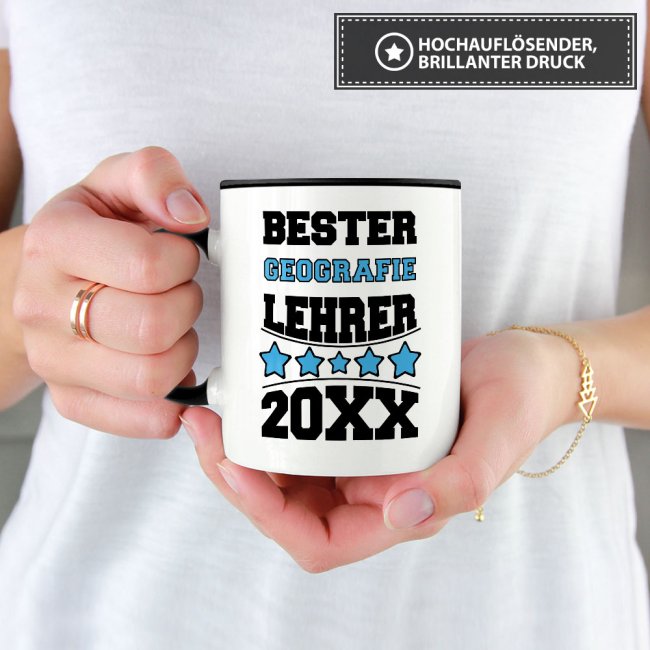 Tasse Bester Geografie-Lehrer Schwarz