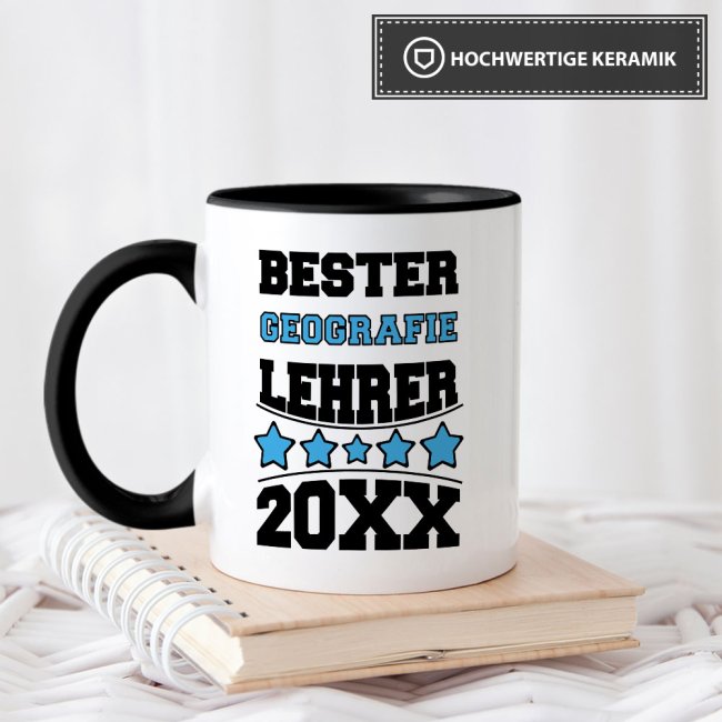 Tasse Bester Geografie-Lehrer Schwarz