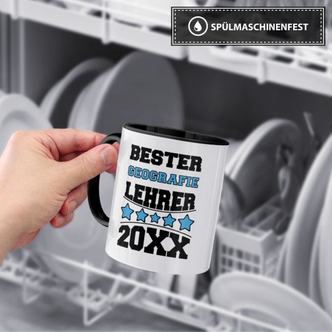 Tasse Bester Geografie-Lehrer Schwarz