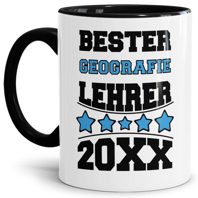 Tasse Bester Geografie-Lehrer Schwarz