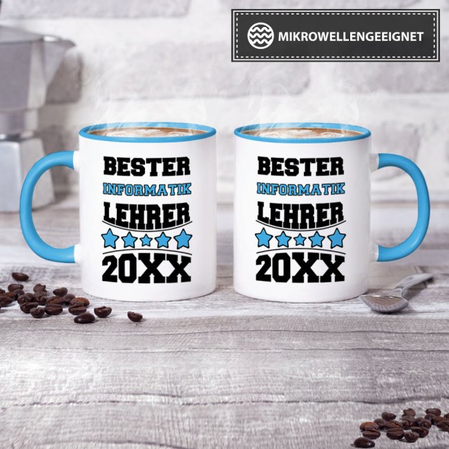 Tasse Bester Informatik-Lehrer Hellblau