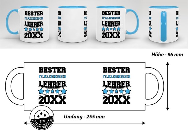 Tasse Bester Italienisch-Lehrer Hellblau