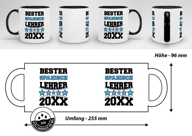 Tasse Bester Spanisch-Lehrer Schwarz
