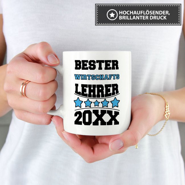 Tasse Bester Wirtschafts-Lehrer Hellblau