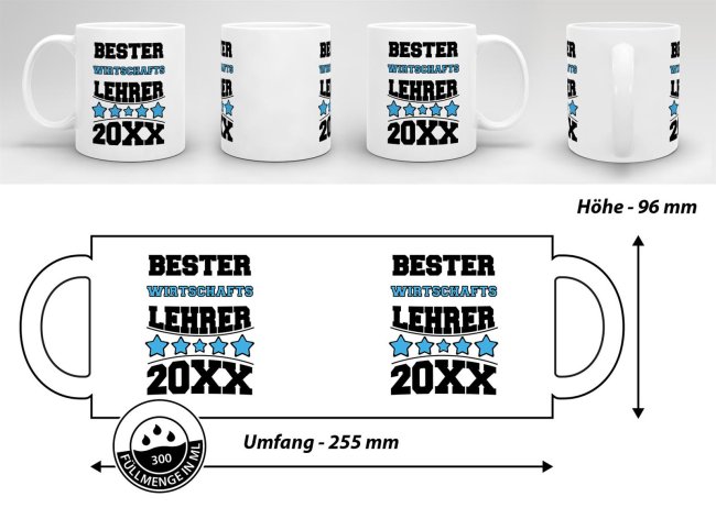 Tasse Bester Wirtschafts-Lehrer Hellblau