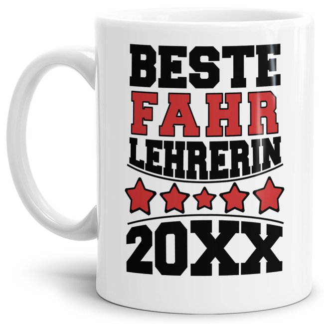 Tasse Beste Fahr-Lehrerin Weiss