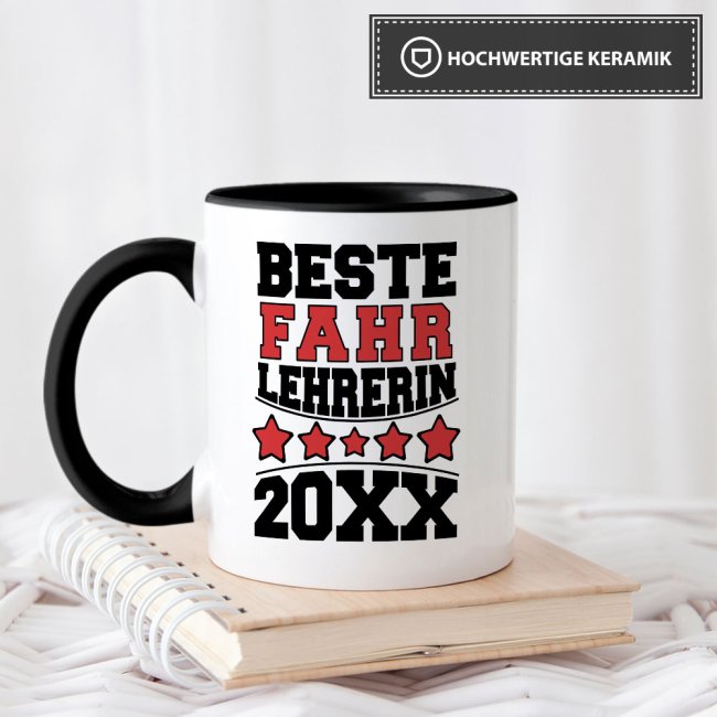 Tasse Beste Fahr-Lehrerin Schwarz